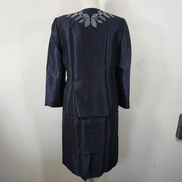Kasper 3 Piece Skirt Suit Set Women 12P Formal Work Career Office Navy Blue - Picture 3 of 16